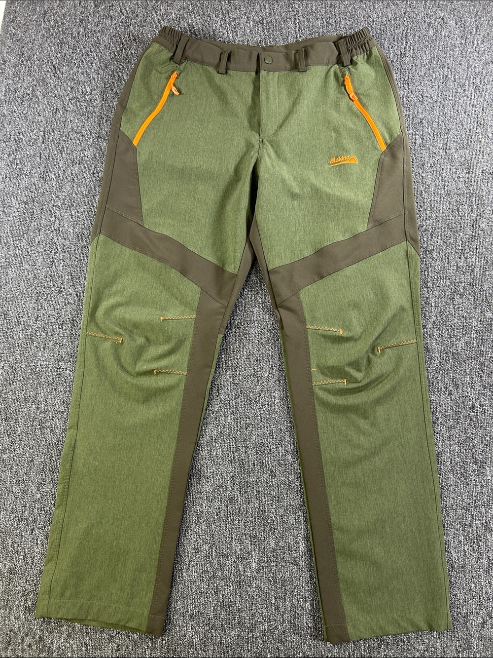 Makino Men’s XXL Green Hiking Pants Outdoor Trail Stretch Zip Pocket